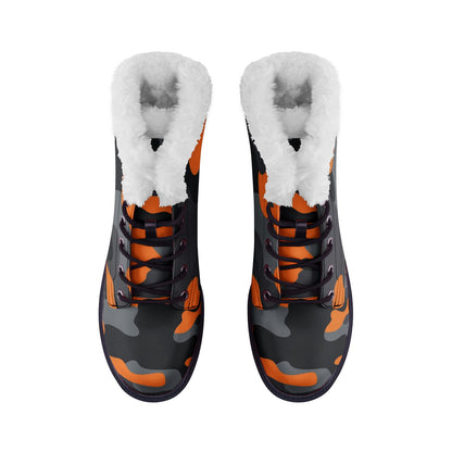 Snow Camo Boots | Orange, Black, and Gray Camouflage