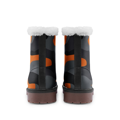 Snow Camo Boots | Orange, Black, and Gray Camouflage