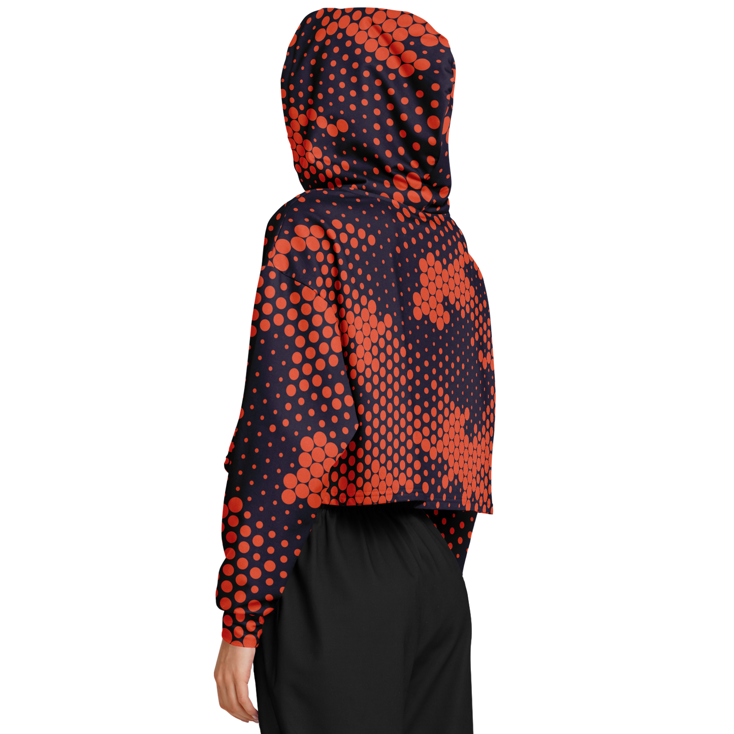 Cropped Hoodie | Orange & Blue Digital Dotted Camouflage