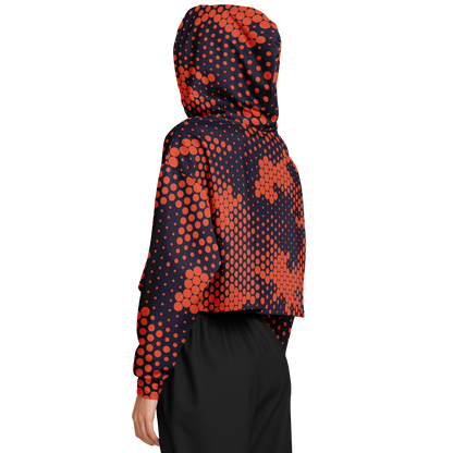 Cropped Hoodie | Orange & Blue Digital Dotted Camouflage