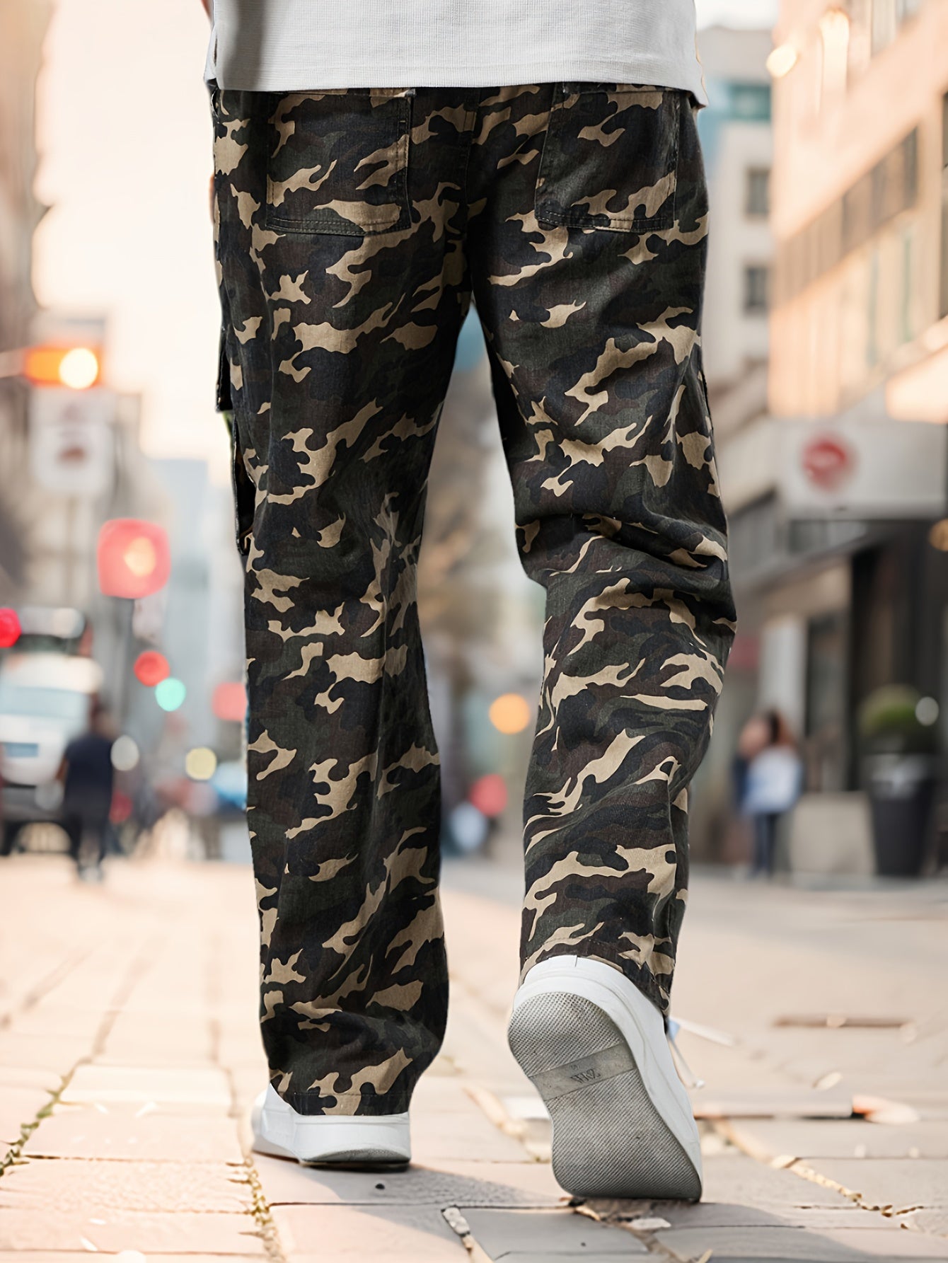 Pantalones de mezclilla con diseño de camuflaje para hombre de talla grande | Estilo urbano holgado