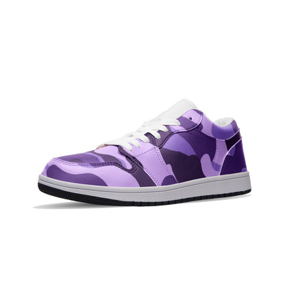 Camo Shoes | Purple, Blue & Mauve Low Top Leather Sneakers