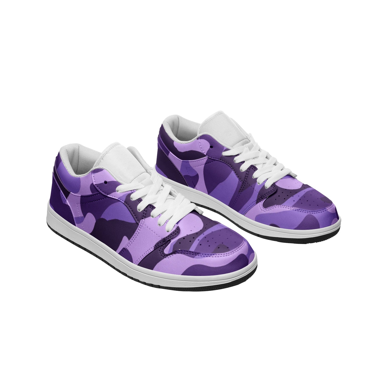 Camo Shoes | Purple, Blue & Mauve Low Top Leather Sneakers