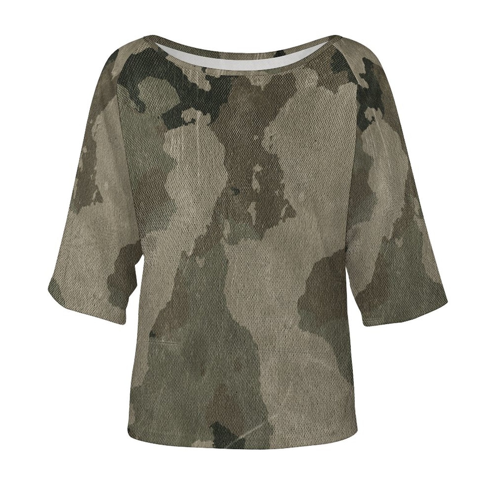 Off The Shoulder Top | Dirty Old Brown Camo Shirt