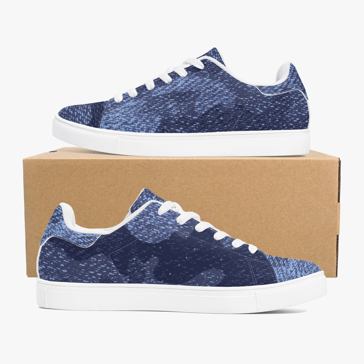 Camo Sneakers | Classic Low-Top Leather | Denim Blue