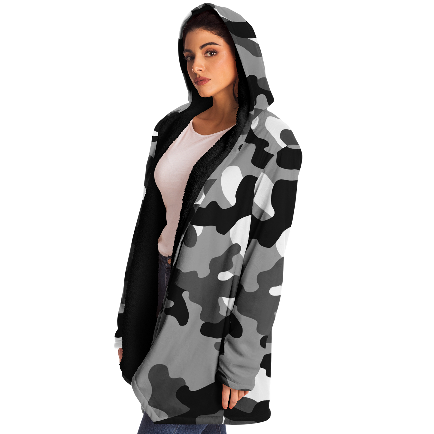 Camo Cloak | Black, White, & Gray Camouflage | Microfleece