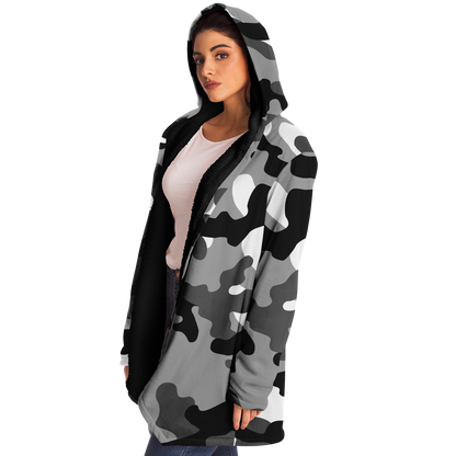 Camo Cloak | Black, White, & Gray Camouflage | Microfleece