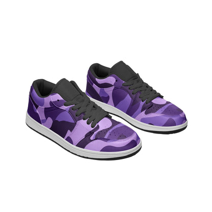 Camo Shoes | Purple, Blue & Mauve Low Top Leather Sneakers