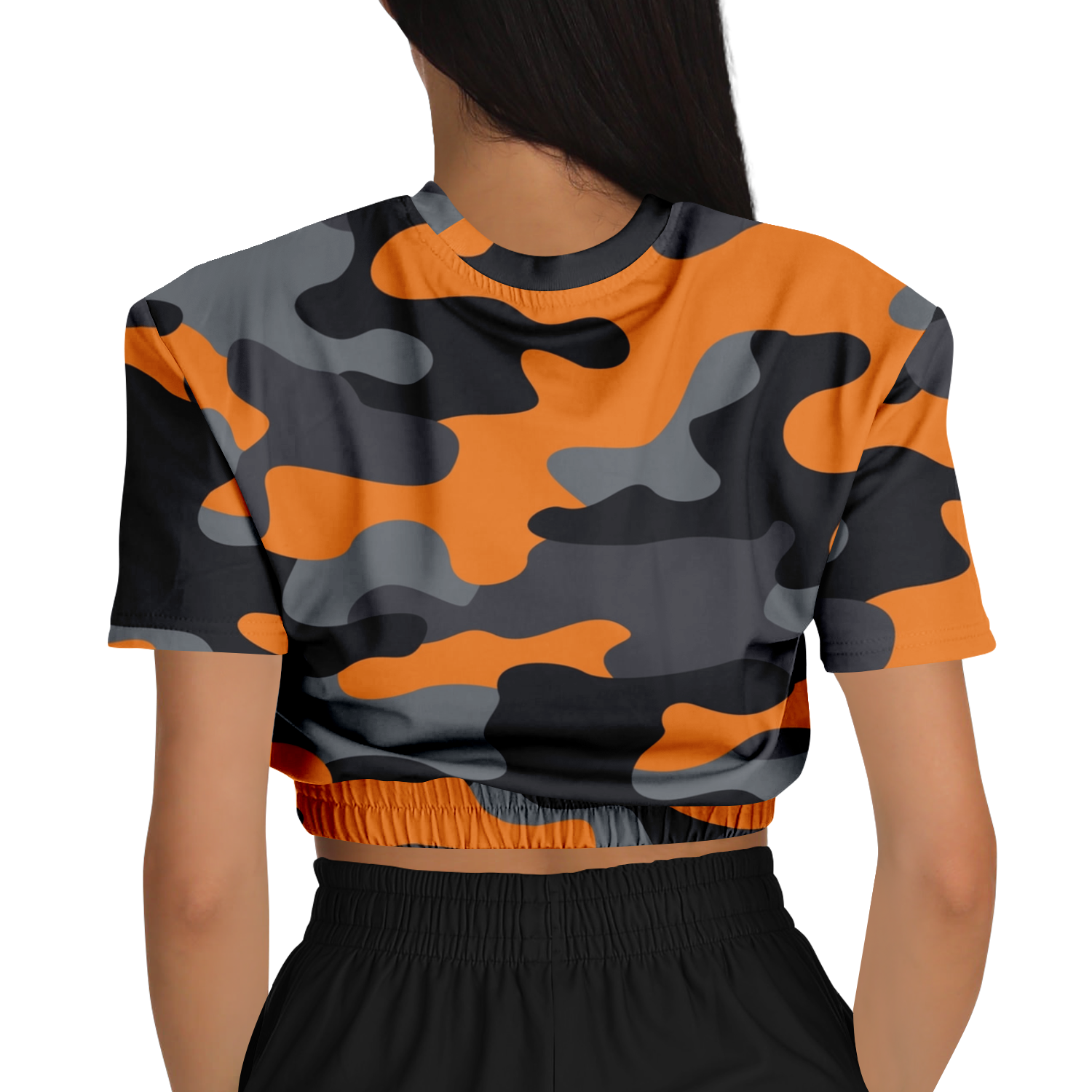 Camo Crop Top Sweatshirt | Orange, Gray & Black Camouflage