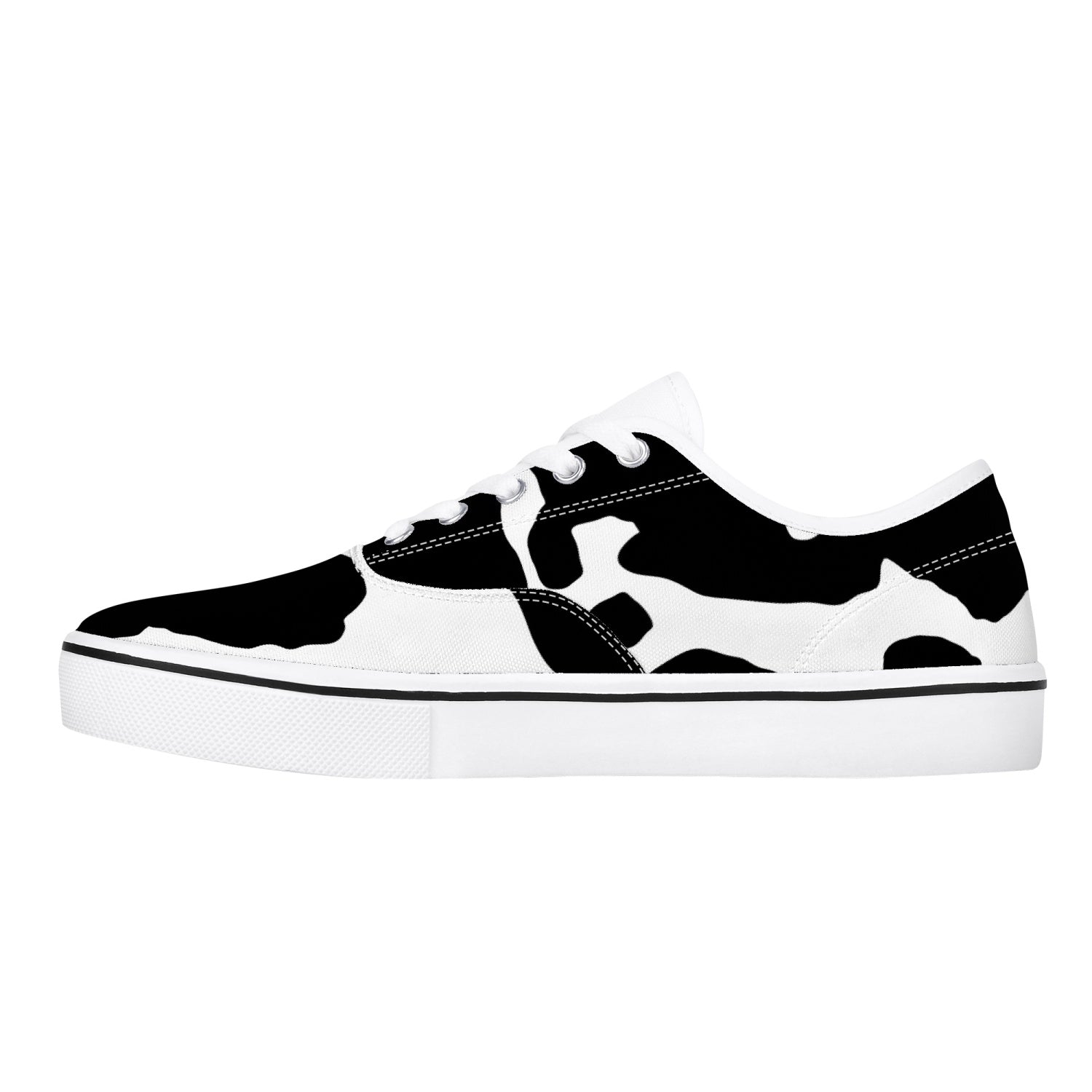 Camo Skate Shoes | Black & White Cow Print