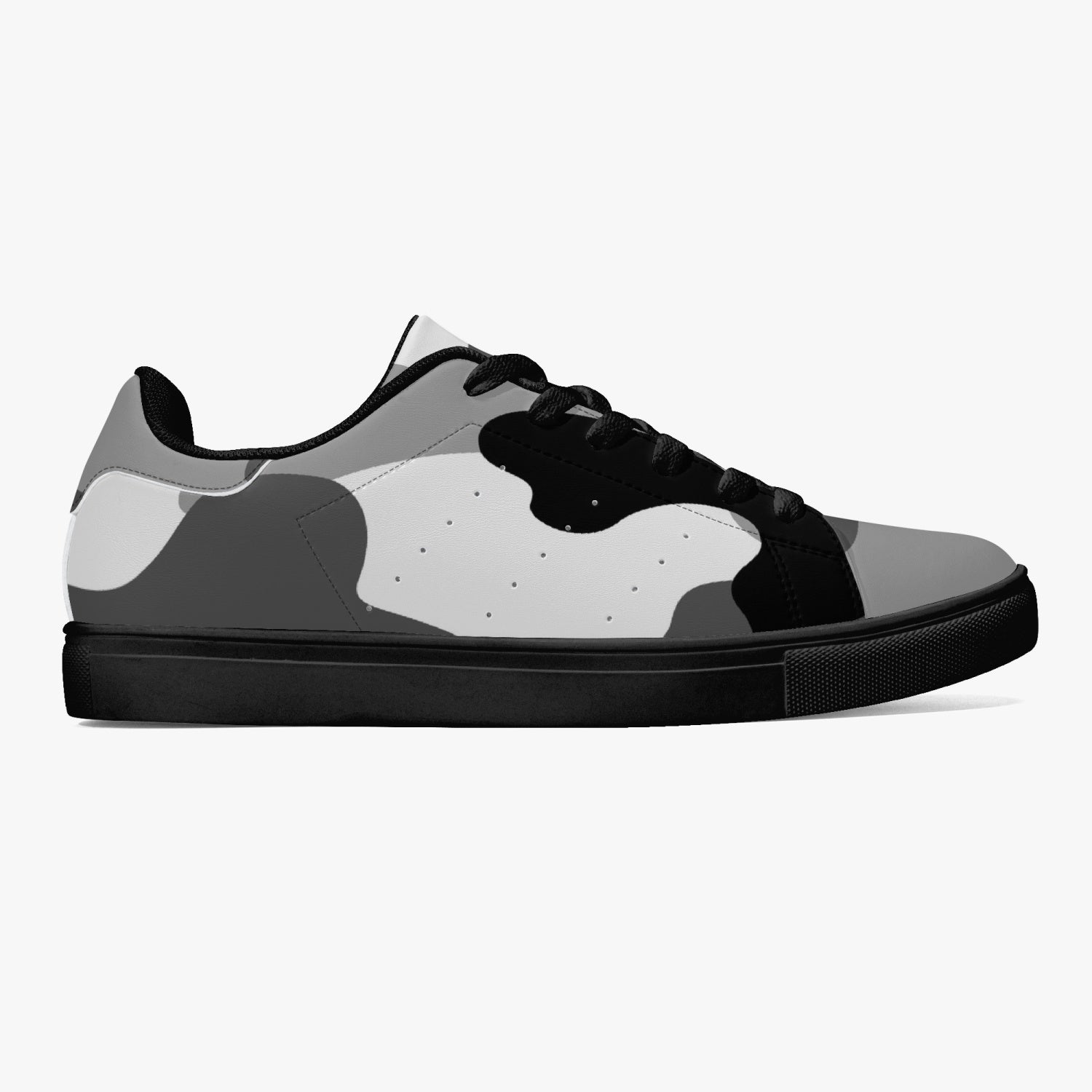 Camo Sneakers | Classic Low-Top Leather | Gray, Black and White