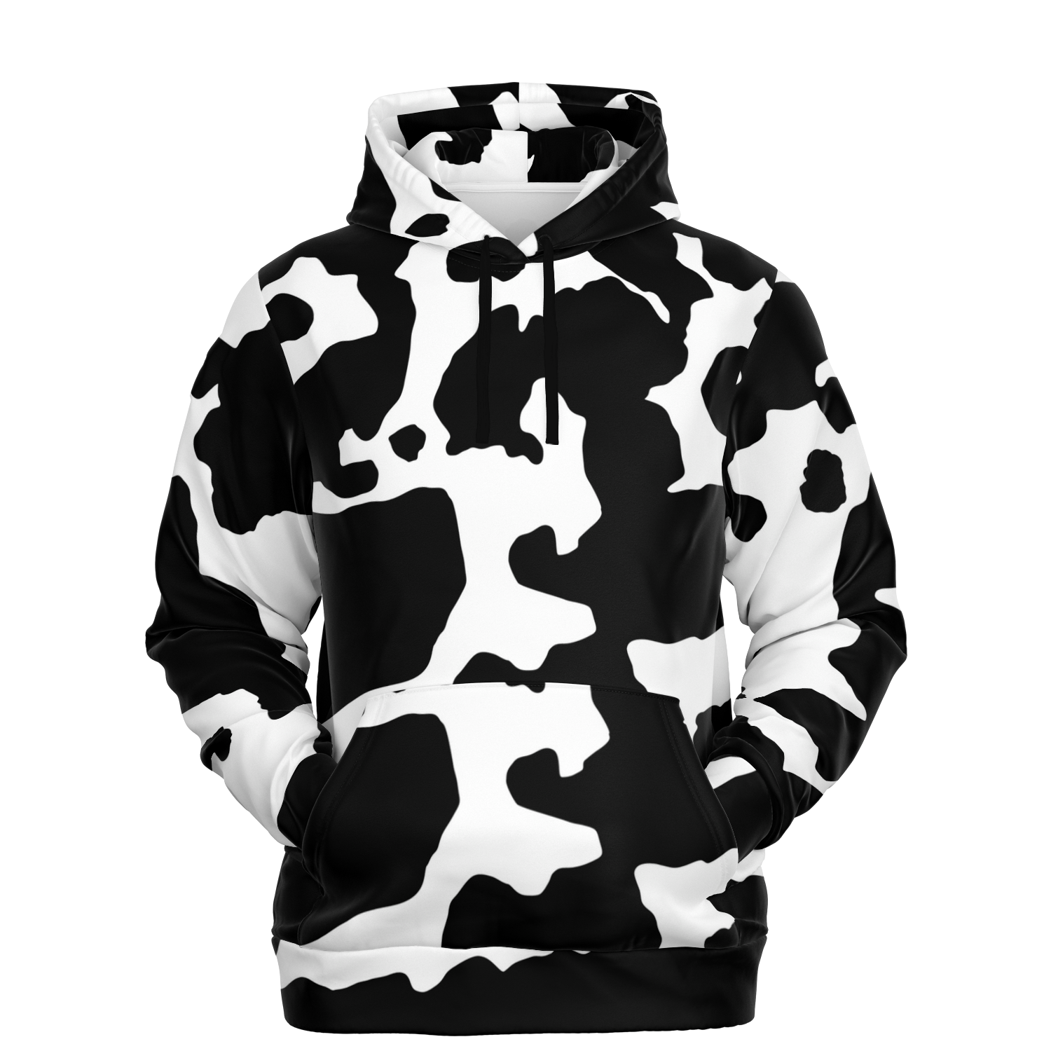 Camo Hoodie | Black & White Cow Camouflage