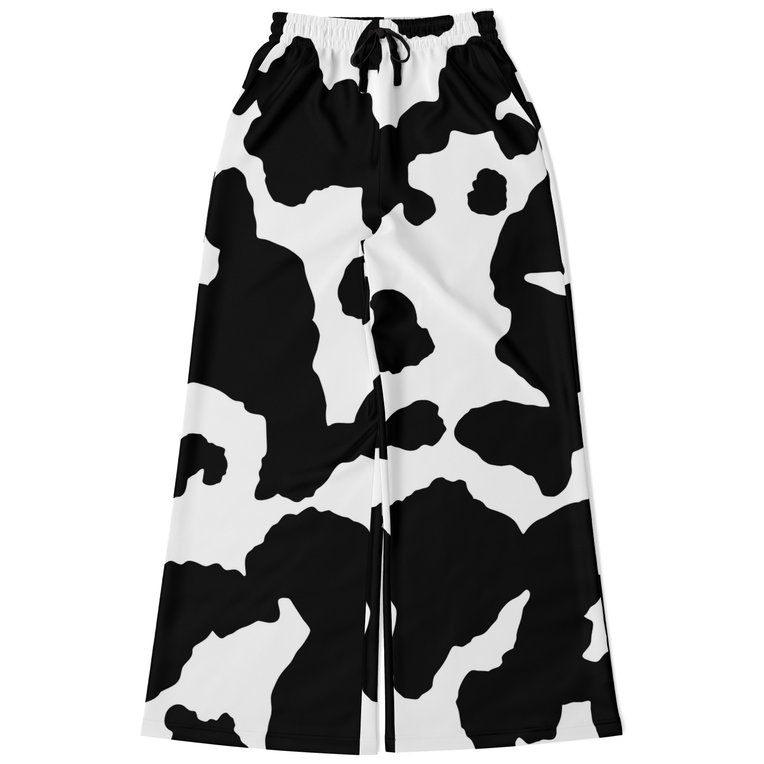 Camo Wide Leg Pants | Black & White Cow Camouflage