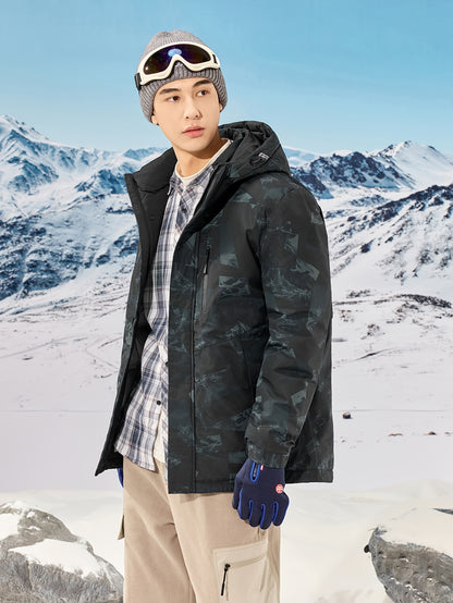 Camouflage Down Jacket for Men: Warm Hooded Winter Outdoor Coat