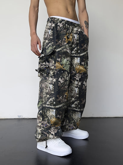 Men's Camo Cargo Pants with Multi-Pocket | Loose Fit