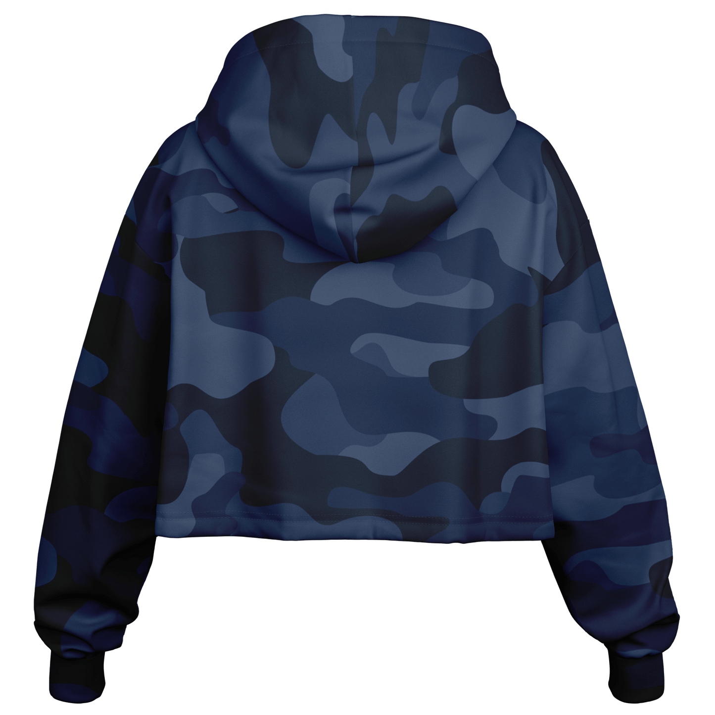 Cropped Hoodie For Women | Deep Blue Camouflage