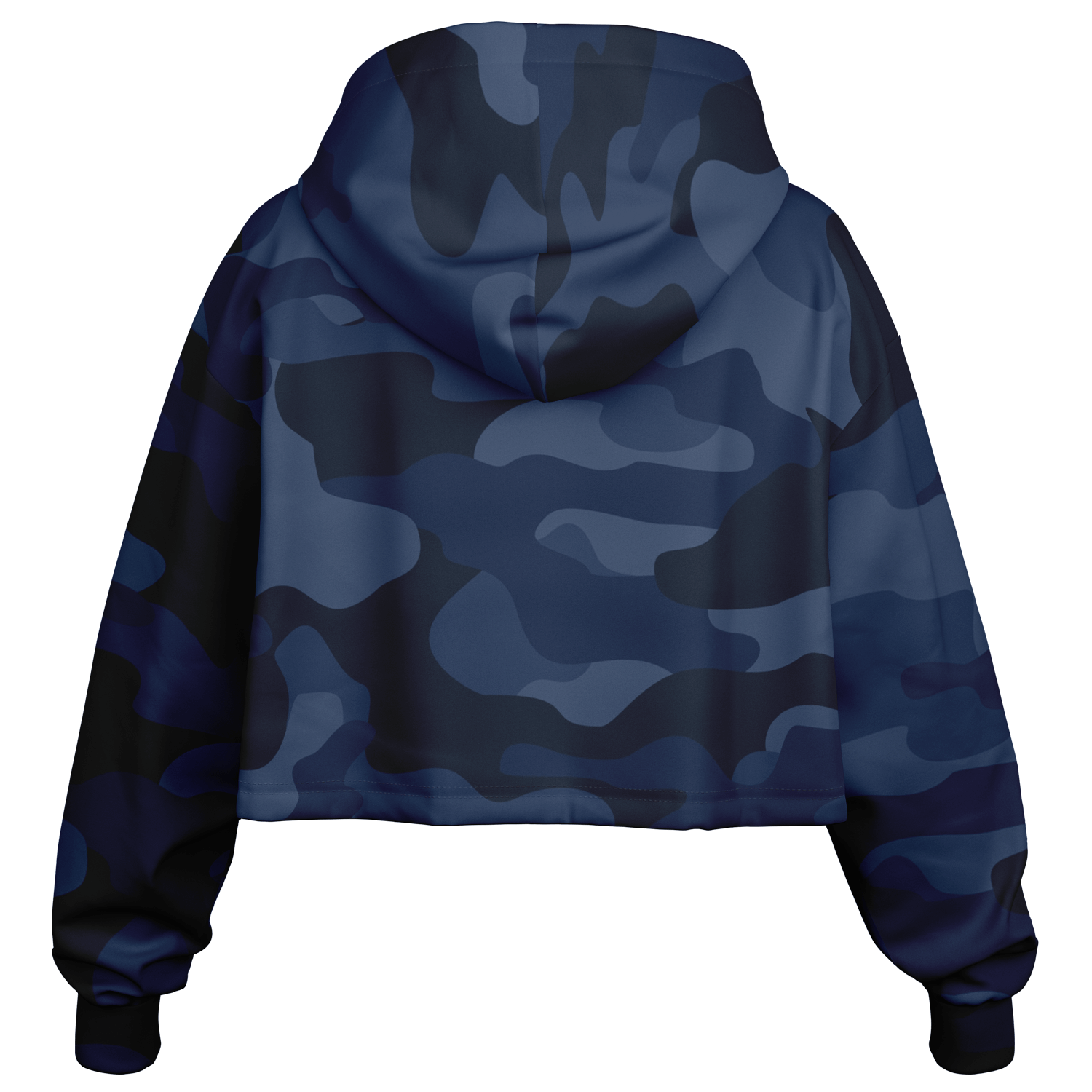 Cropped Hoodie For Women | Deep Blue Camouflage