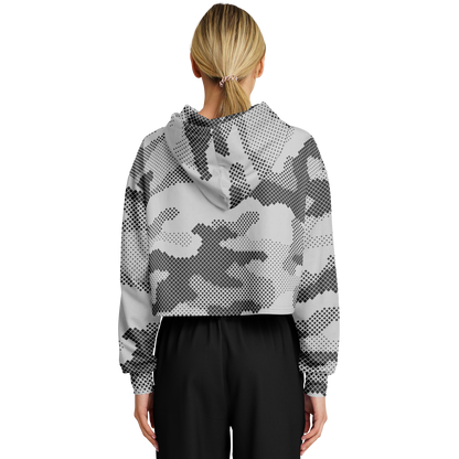 Cropped Hoodie For Women | Black & White Digital Dotted