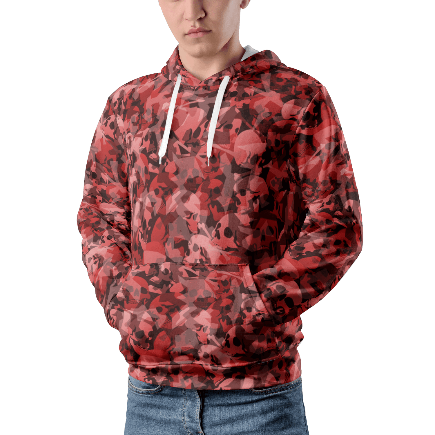 Red Skulls Camo Hoodie For Men