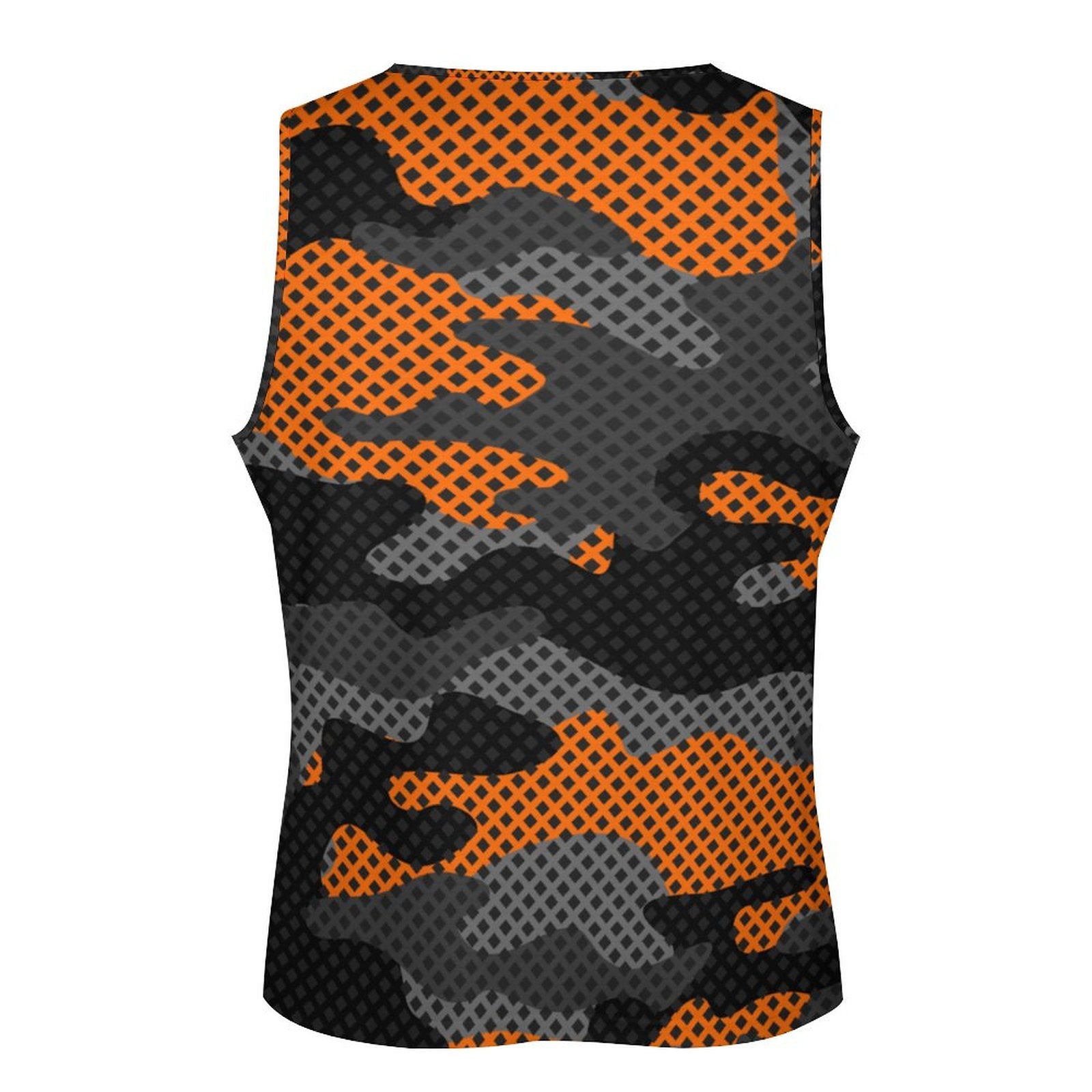 Camo Tank Top | Black & Orange Pixel Camouflage