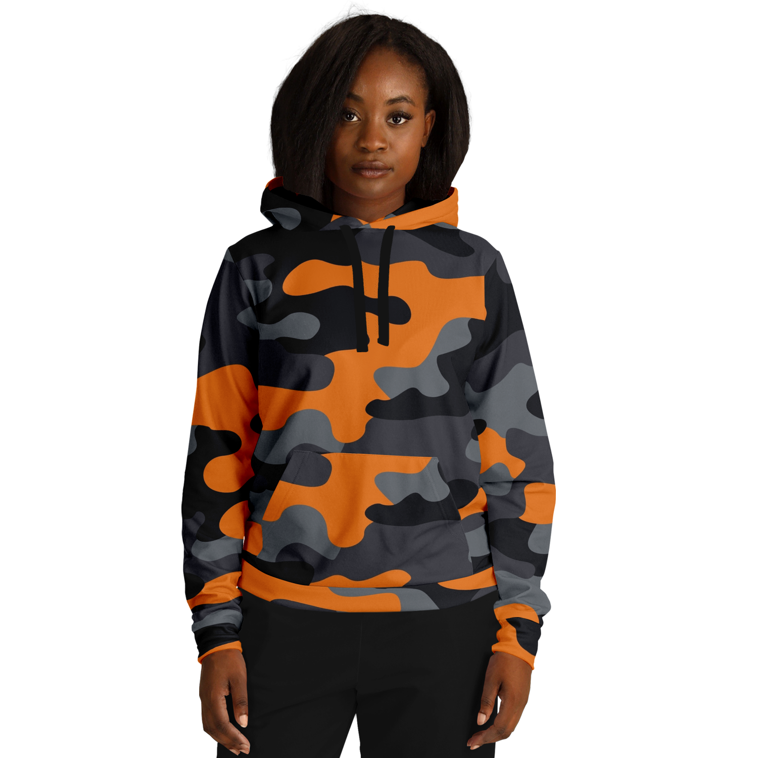 Camo Hoodie | Orange, Gray & Black Camouflage