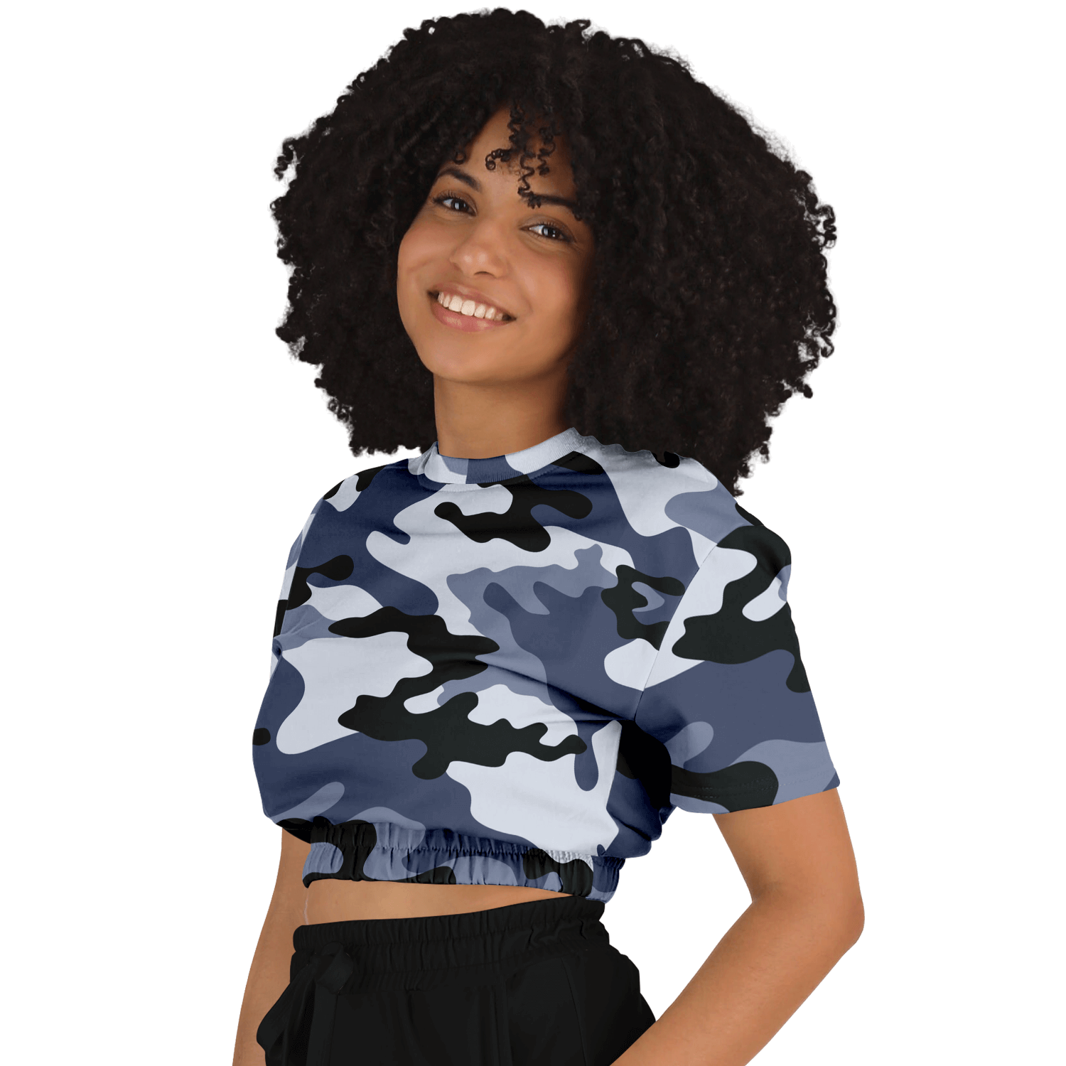 Camo Crop Top Sweatshirt | Light Blue Camouflage