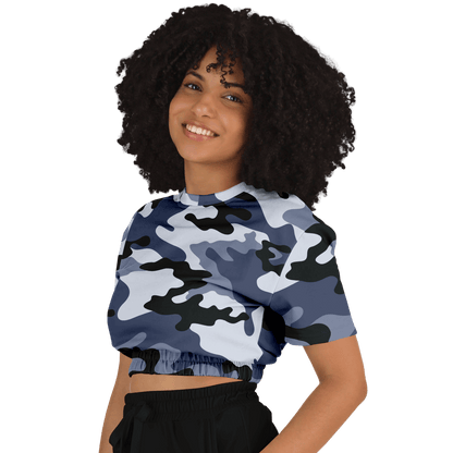 Camo Crop Top Sweatshirt | Light Blue Camouflage