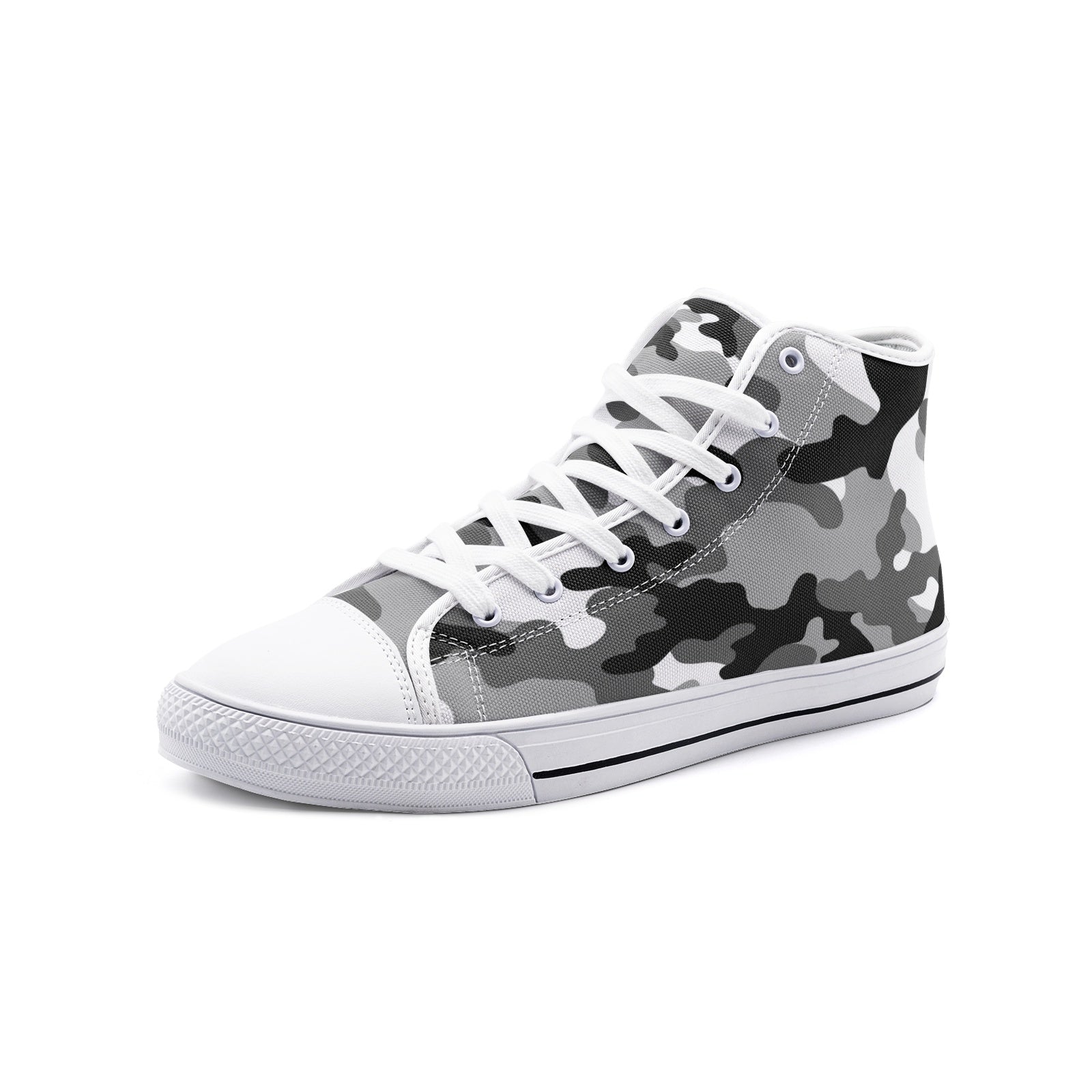 Camo Shoes | High Top Canvas | Black, White, and Gray