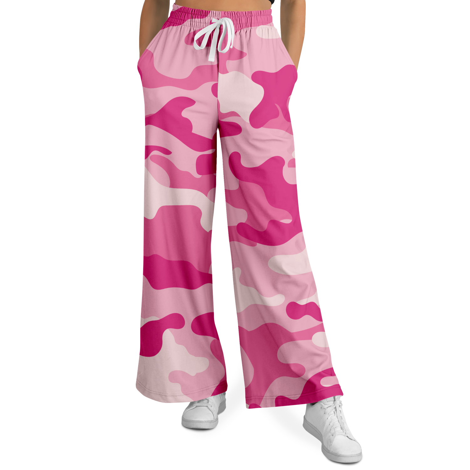 Camo Wide Leg Pants | Lavender Pink Camouflage