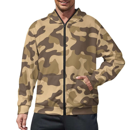 Zip up Camo Hoodie | Khaki Camouflage