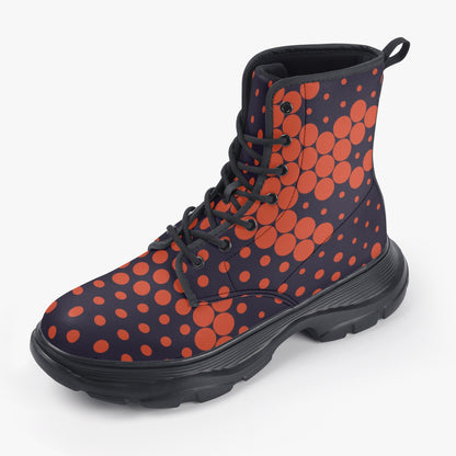 Chunky Boots | Leather in Orange & Blue Digital Camouflage