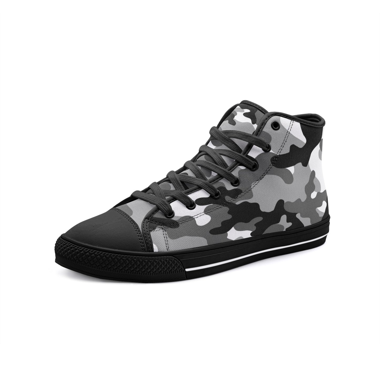 Camo Shoes | High Top Canvas | Black, White, and Gray