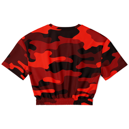 Camo Crop Top Sweatshirt | Scarlet Red & Black Camouflage