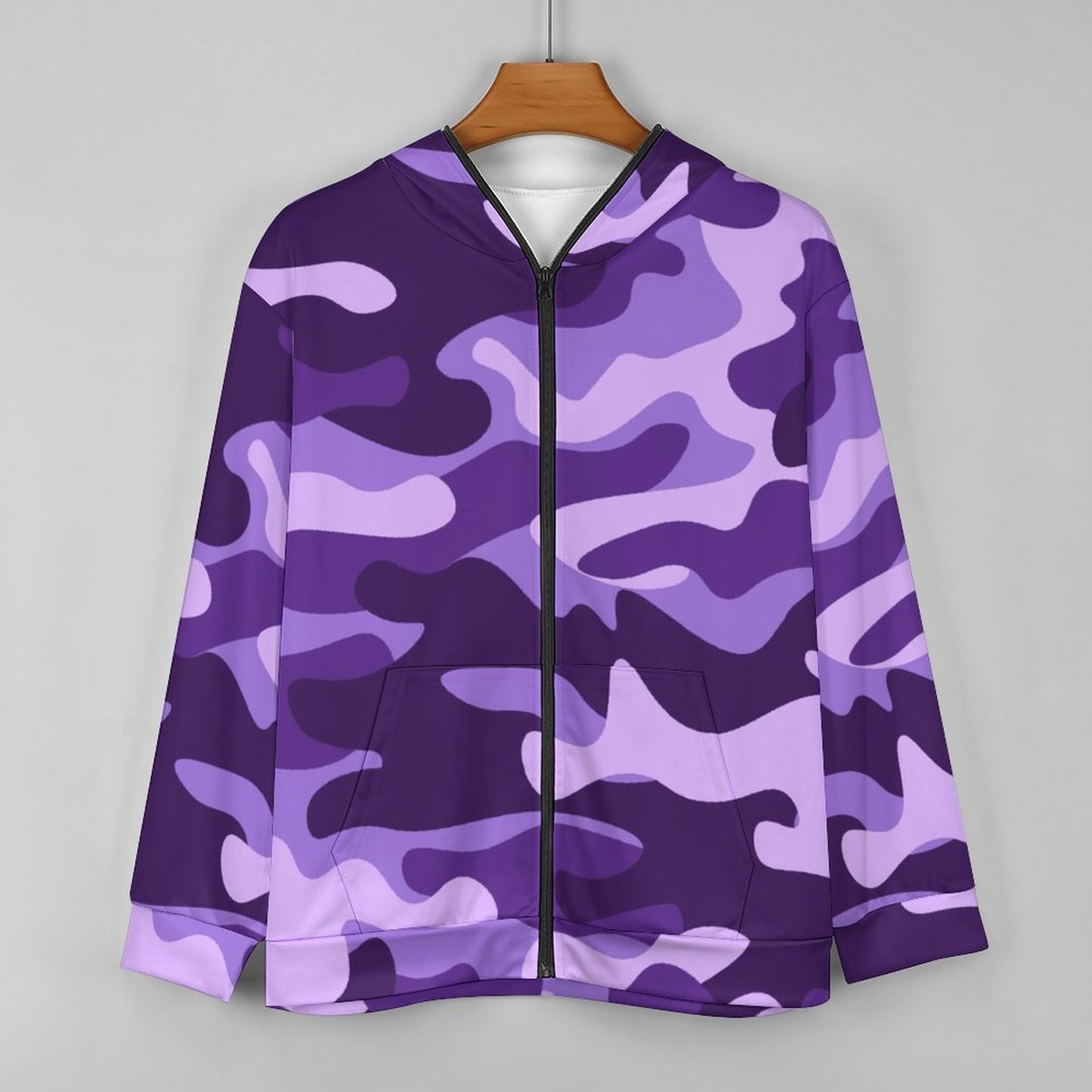 Zip up Camo Hoodie | Purple, Blue & Mauve Camouflage