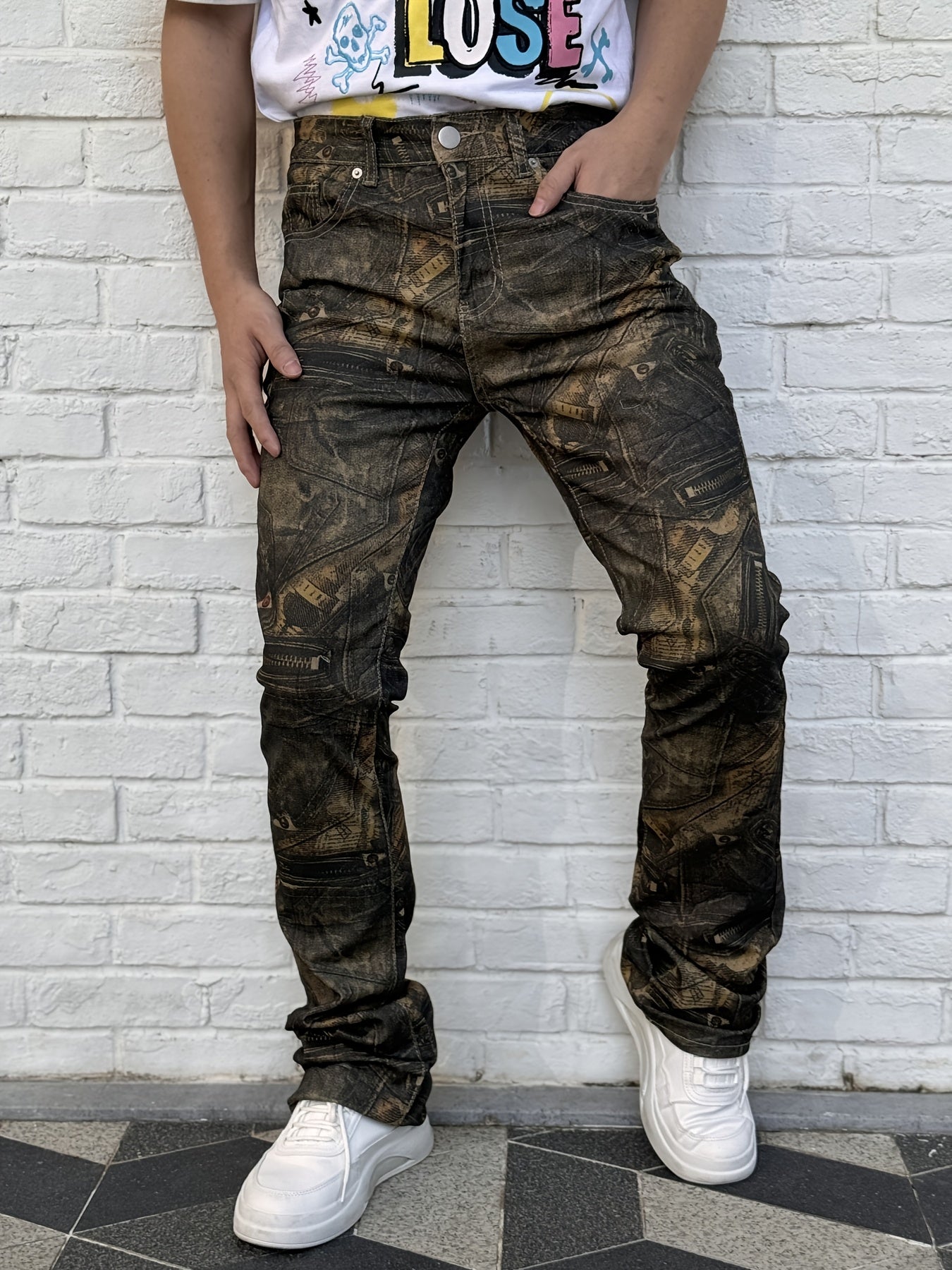 Stretch Denim Pants For Men | Street Motorcycle Flared Pants