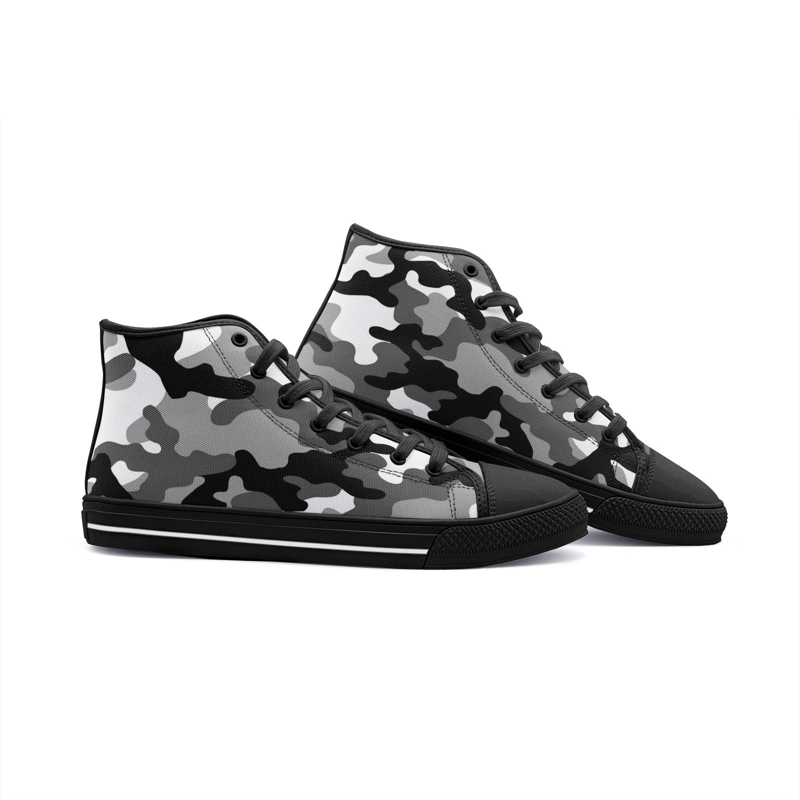 Camo Shoes | High Top Canvas | Black, White, and Gray