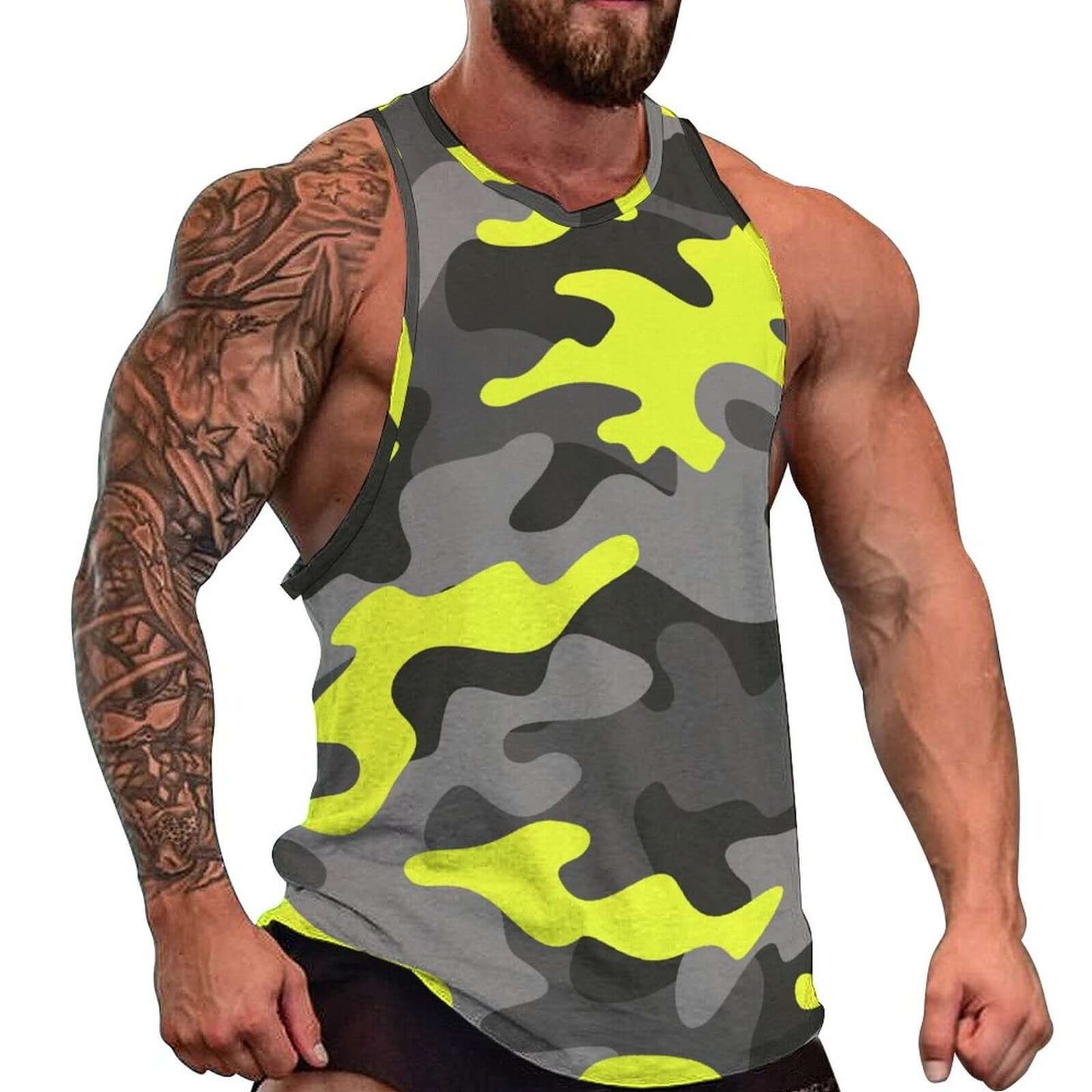 Camo Tank Top | Black, Gray & Yellow Camouflage