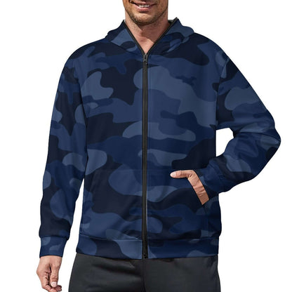 Zip up Camo Hoodie | Deep Blue Camouflage