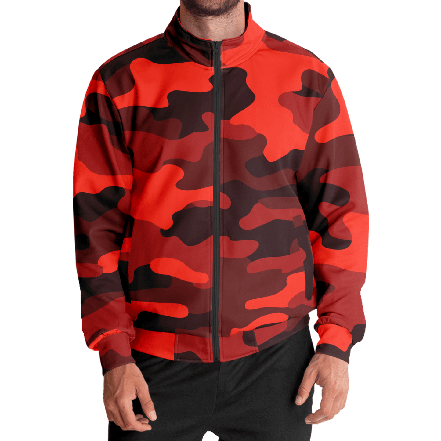 Camo Track Jacket | Scarlet Red & Black Camouflage