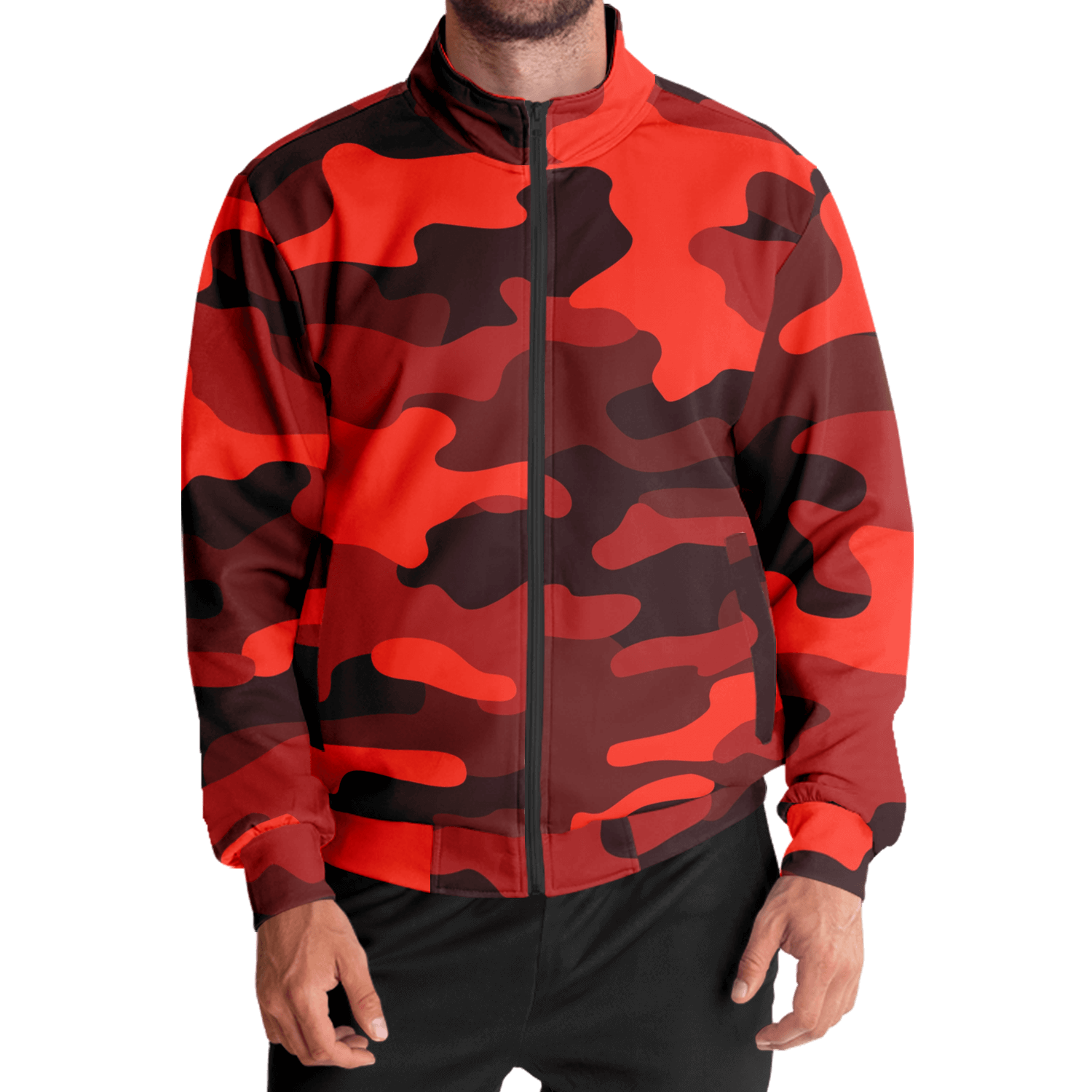 Camo Track Jacket | Scarlet Red & Black Camouflage