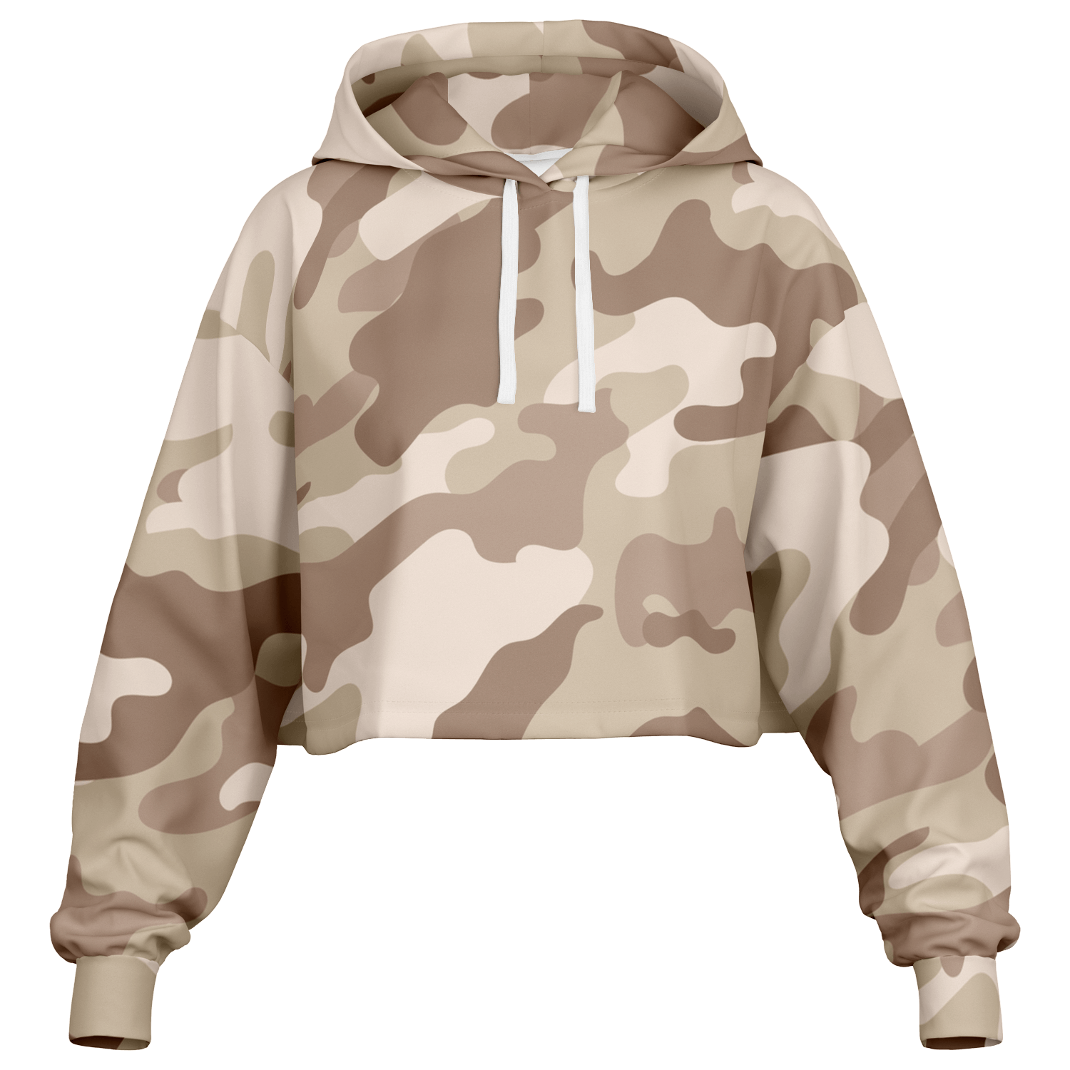 Cropped Hoodie For Women | Brown Desert Camouflage