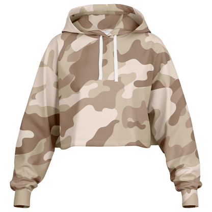 Cropped Hoodie For Women | Brown Desert Camouflage