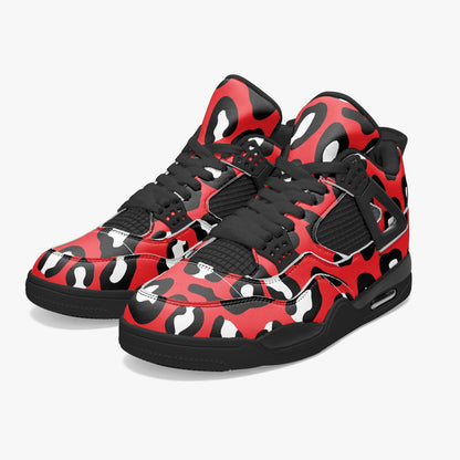 Leopard Jordans AJ4 | Red, Black and White Pattern