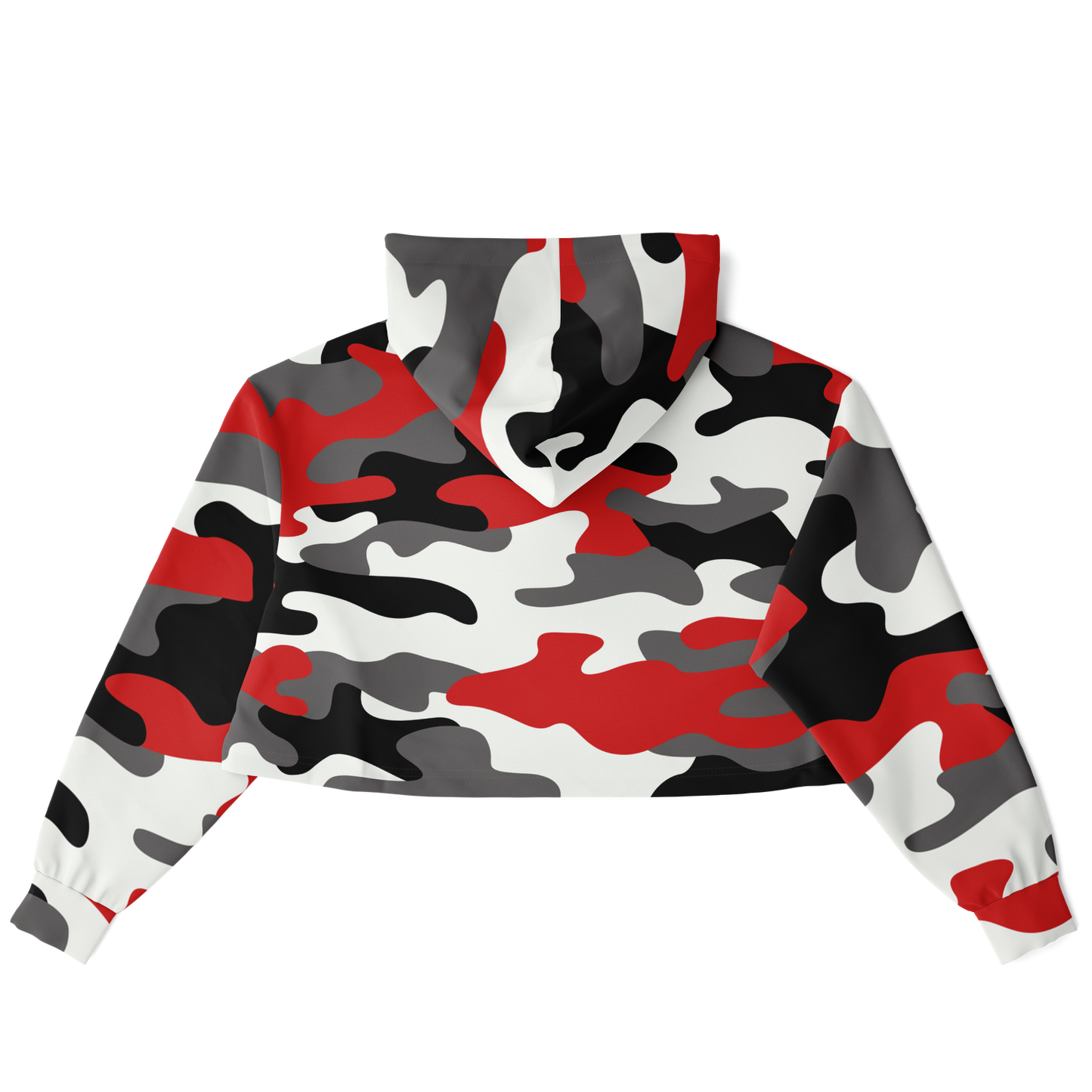 Cropped Hoodie For Women | Red, Black & White Camouflage