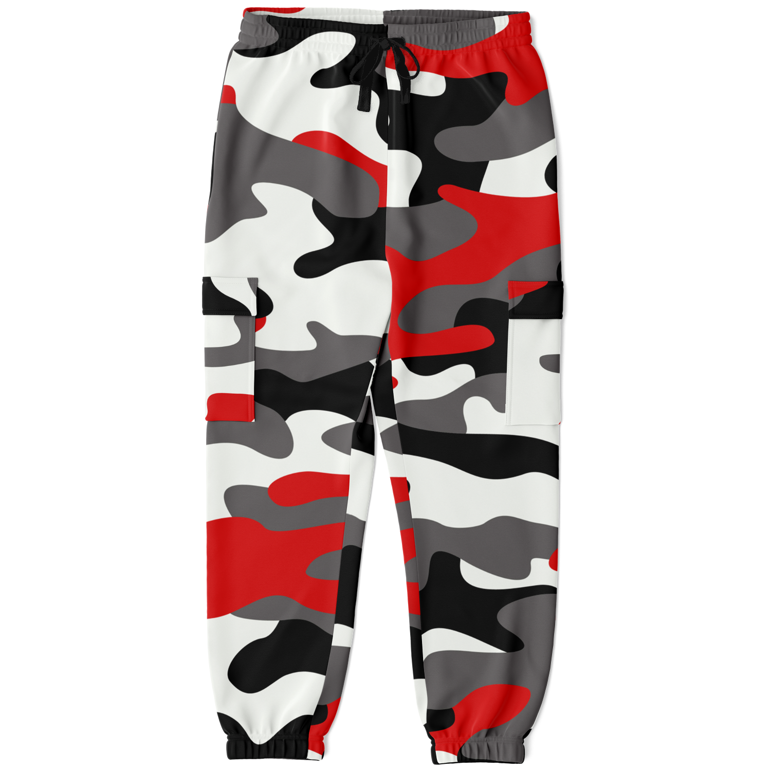 Camo Cargo Pants | Unisex | Red, Black & White Camouflage