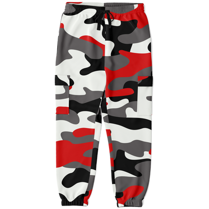 Camo Cargo Pants | Unisex | Red, Black & White Camouflage