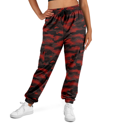 Red Camo Cargo Pants | Geometric Hive | Unisex