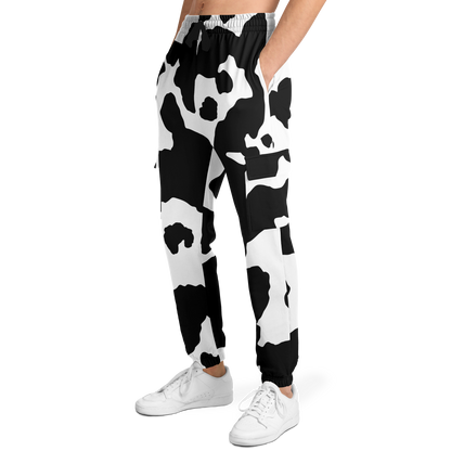 Camo Cargo Pants | Unisex | Black & White Cow Camouflage