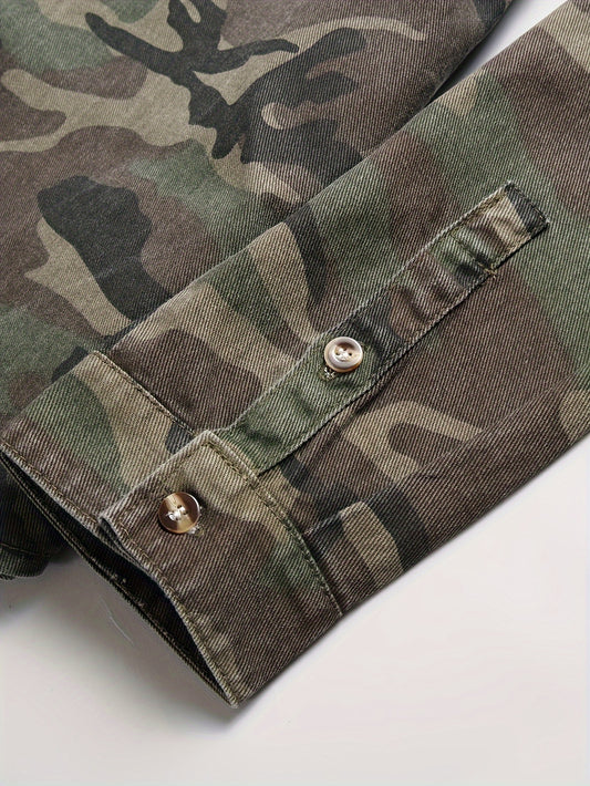 Men's Casual Camo Denim Shirt | Relaxed Fit