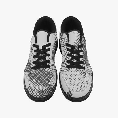 Camo Sneakers | Gray Pixel Low-Top Leather Camouflage Shoes